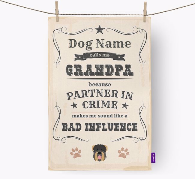 Bad Influence Grandpa: Personalised {breedFullName} Tea Towel